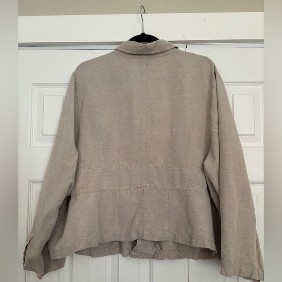 Linen Blend Beige Jacket Blazer by Lane Bryant Size 26 - Picture 2 of 6